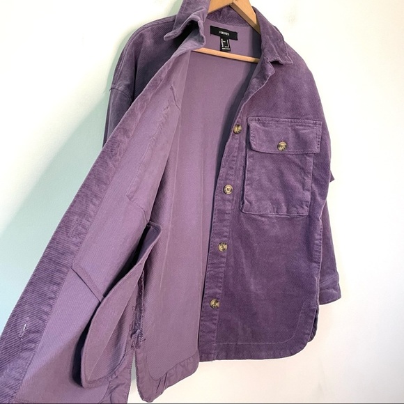 Forever 21 | Purple Oversized Velvet Button Down Jacket - Picture 3 of 7